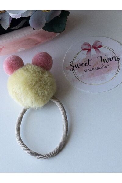 Sweet twins accessories Λαστιχένια αγκράφα με αυτιά Pompom