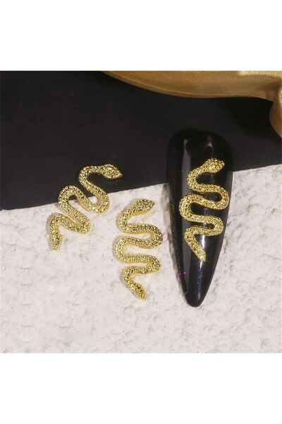 Beauty Box 3 Adet Gold Snake Nail Charms Yılan Tırnak Süsleri Nail Art Objele...