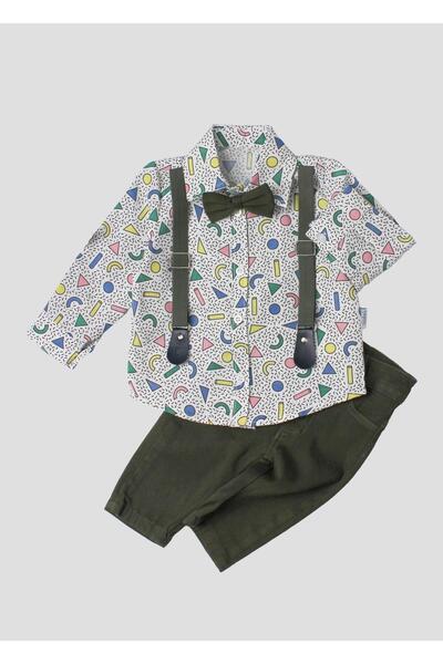 Kidex’s Baby Baby Boy Shirt with Bow Tie and Strap Set