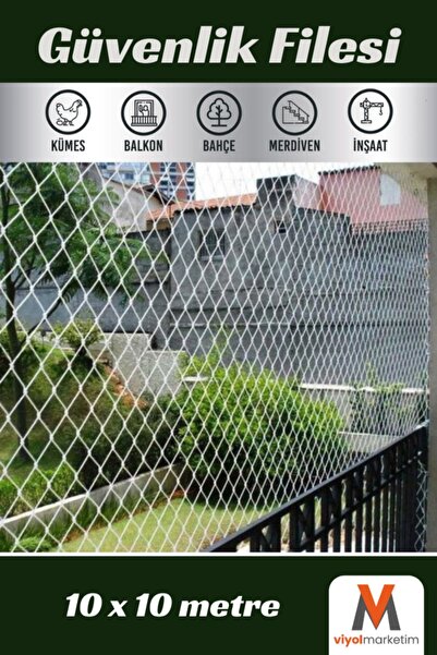 viyolmarketim Balkon Filesi 10x10 Metre Bahçe Balkon Filesi Kedi Kuş Önleme Ağı