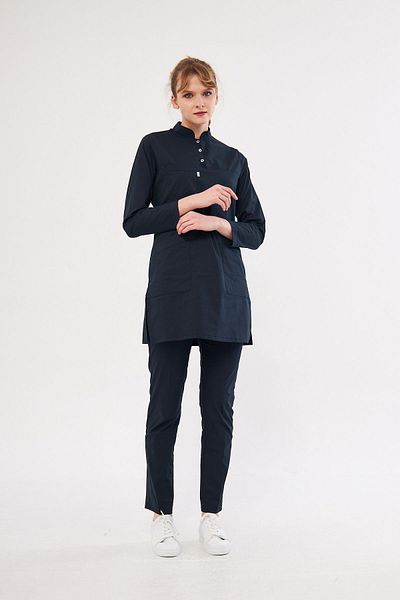Class Üniforma Navy Blue Lycra Hijab Women's Scrubs - Nurse and Doctor Jersey