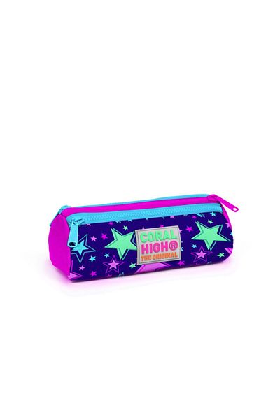 Coral High Τσάντα μολυβιού τριών θέσεων με μοτίβο Kids Saks Pink Star 22311