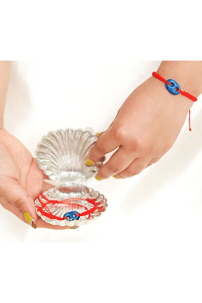 NELİ سوار نسائي محبوك باللون الأحمر مع خرز عين الشر من Syriac