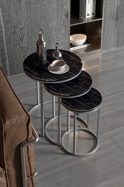 GOLDFALEZ Zigon Sehpa C Lüx Çift Gümüş Bendir