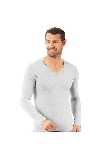 ÖZKAN V-Neck Lycra Men's Undershirt - Long Sleeve Undershirt 0274