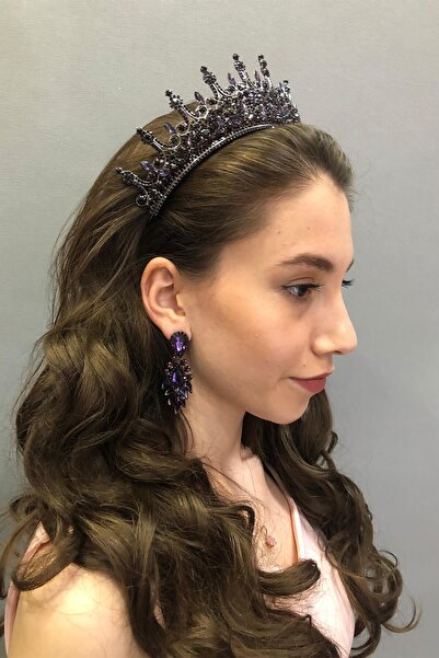 Limelia Μοντέλο Leonis - Μωβ Κορώνα και Σκουλαρίκια Χέννας Νύφης