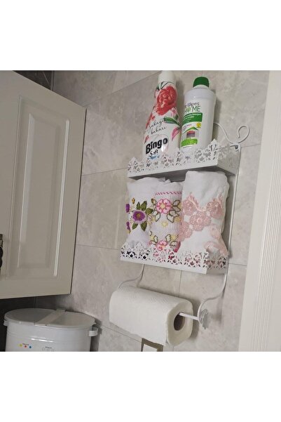 Ferforje Naz tasarım Ferforje Dekorasyon Banyo & Mutfak Rafı Beyaz
