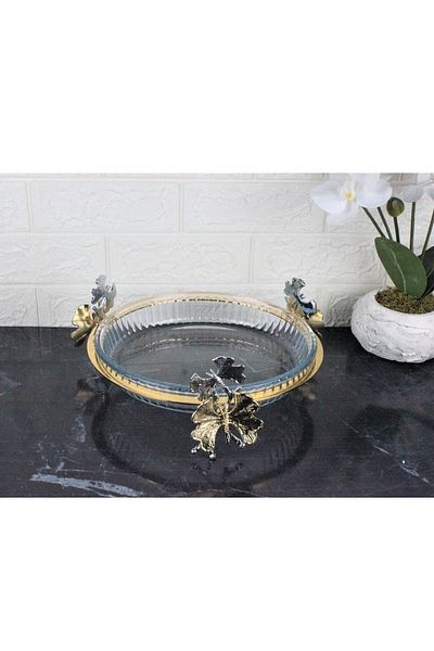 atabey home Butterfly Foot Round Pyrex Tray-25 Cm