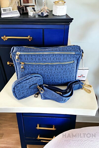 Just Polo Dark Blue Colored Puppy Cross Shoulder Bag - Adjustable Strap