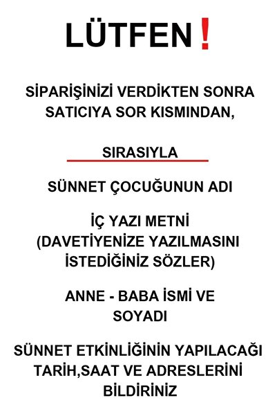 Cem Davetiye Sünnet Davetiyesi 1221 (100 Adet) Baskı Dahil