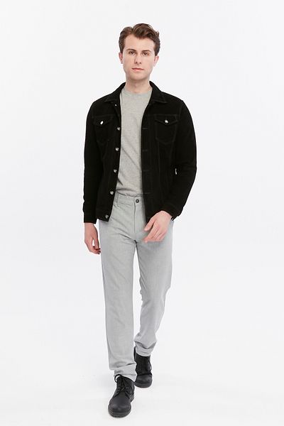 CE-YIL DERİ ÜRÜNLERİ Genuine Leather Suede Denim Coat
