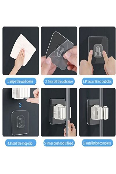 Özasya AVM Yapışkanlı Pratik Mop Tutucu 4 Adet Gri