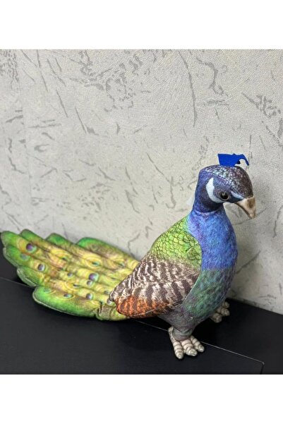 Happy Toys İthal kumaş gerçek görünümlü canlı renkli Tavus kuşu peluş uyku ar...