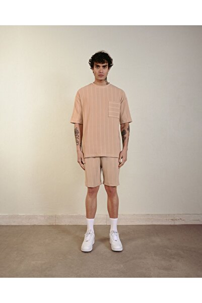 İLKCET MODA Μπλουζάκι με ριγέ τσέπη oversize