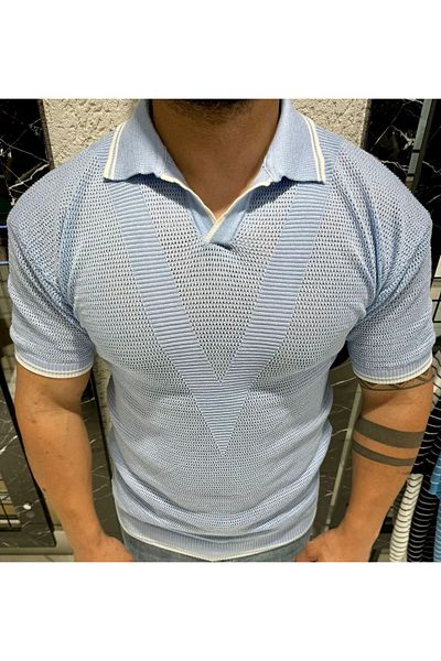 Tarz Cool Ανδρικό μπλουζάκι με μαλακό πλεκτό λαιμό Polo