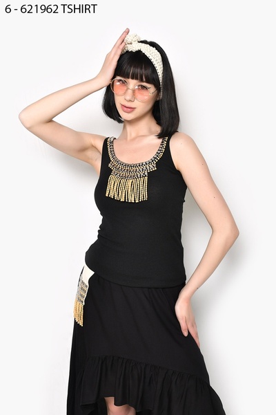 DQMANE Strap Stone Embroidered Blouse