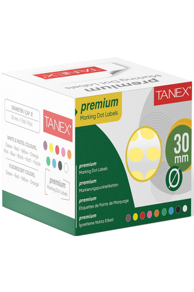 Tanex NOKTA ETİKETİ 30 MM 2000 Lİ SARI TEKLİ KUTU 6 ADET