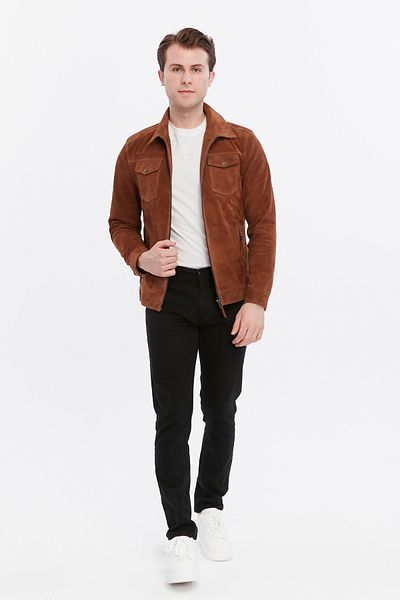 CE-YIL DERİ ÜRÜNLERİ Genuine Leather Suede Coat