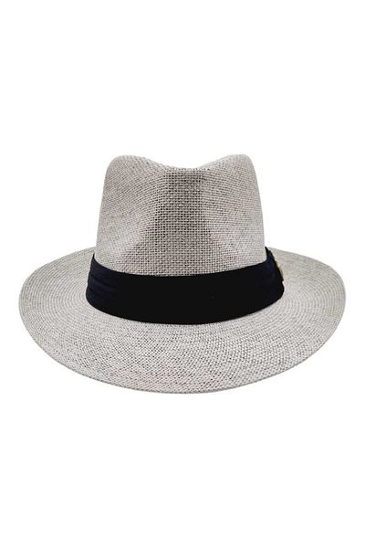 Mood Agenda Unisex Black Straw Fedora Hat - Stripe Detailed