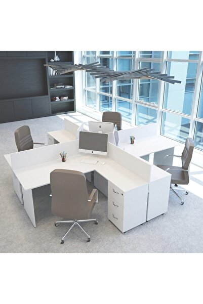 VENA Nil L Workstation Dörtlü Çalışma Masası 318 cm X 296 cm X 115h