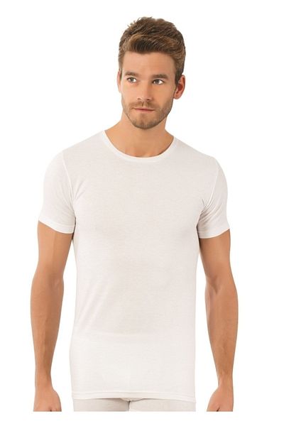 Öztaş 3 Pieces Men's Combed Cotton 0-Collar Undershirt