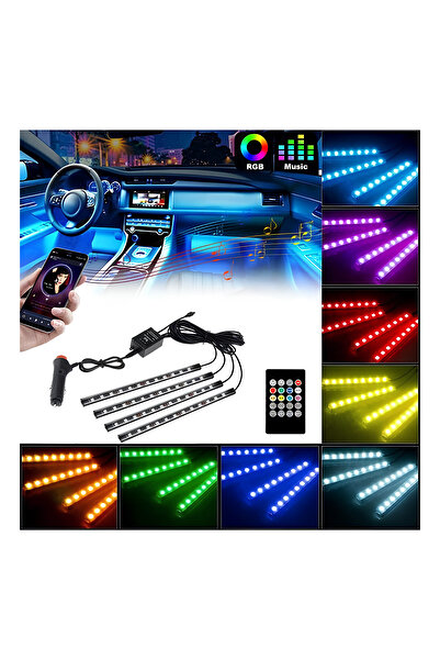 TEAMCAR Araç İçi Ayak Altı Müziğe ve Sese Duyarlı 12 Ledli Rgb Renkli Kumanda...