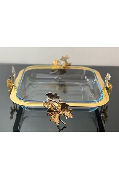 atabey home collection قاعدة مصبوبة على شكل فراشة مربعة كبيرة مقاس 28 سم بإطار معدني مزخرف