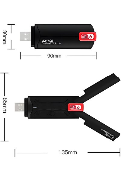 MEGAMUS USB3.0 WiFi 6 AX1800Mbps Çift Bant 5Ghz/2.4Ghz Kablosuz Adaptörü MU-MIMO Windows 11/10/7