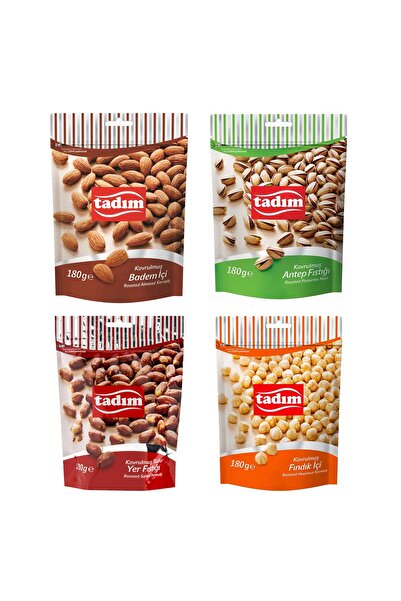 Tadım Badem-Antep Fıstığı-Yer Fıstığı-Fındık İçi 180 gr 4 lü Karma Paket