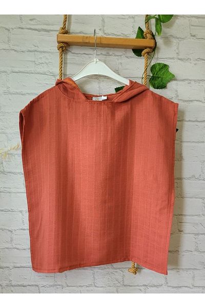 Alpar Tekstil Girl-Boy Muslin Poncho Hooded - Sea, Beach, Pool / Orange
