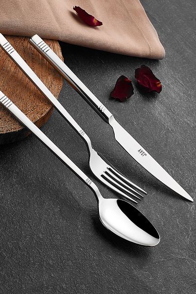 Avcı Duru 7 Piece Single Fork Spoon Knife Set 18/10 Stainless Steel