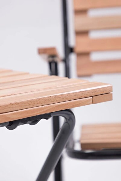 bodygym Bistro Masa Sandalye Seti 2 Adet Katlanır Ahşap Kollu Sandalye 1 Adet Masa