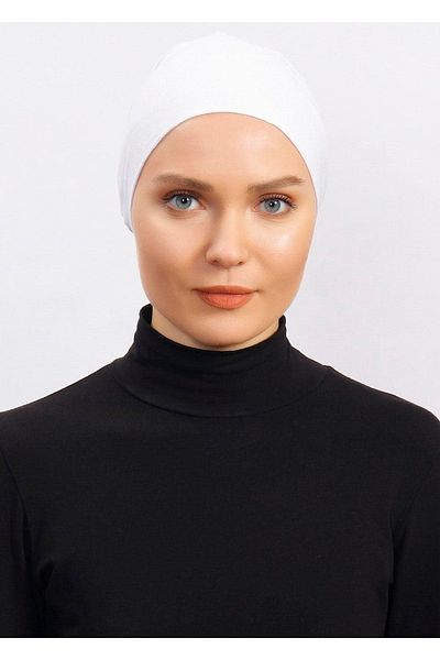 Ecardin Lycra Comfortable Non-Slip Practical Anti-Sweat Seamless Hijab Bonnet Scarf Turban Ready Bonnet - White