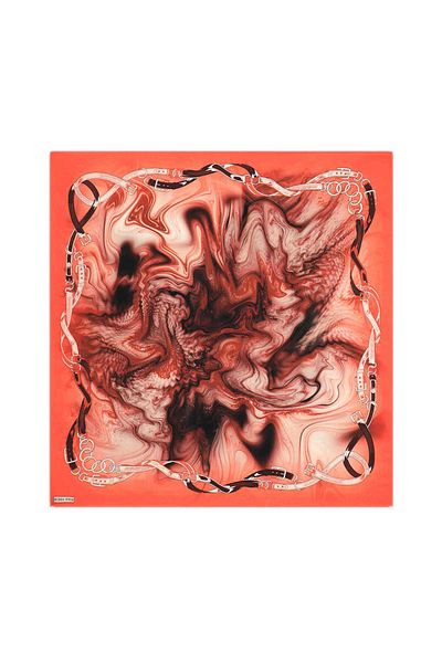 Bursa İpek Sura Silk Patterned Coral Belt Scarf