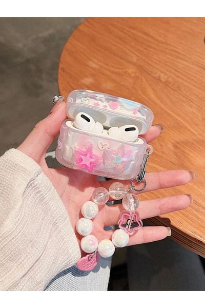 KVK PRİVACY Airpods Pro 2Generation Compatible Star Wavy Silicone Soft Beaded Headphone Case