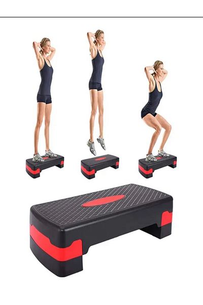 Clifton Red Adjustable Fitness Step Board - Durable Two-Stage for Home (RED)