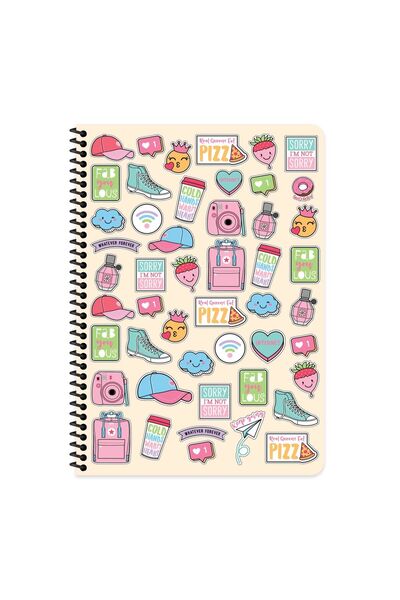 KESKİN COLOR Keskin Color Sweet Fun Spiralli Plastik Kapak 80 Yaprak A4 Çizgi...