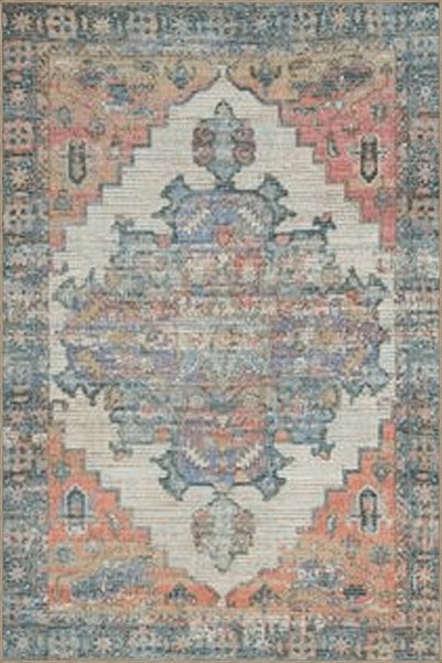 Rugs Modern Halı Light Blue and Orange Themed Traditional Motif Patterned Vin...
