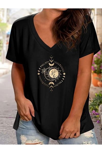 mercoledi Tricou oversize casual de damă cu decolteu în V