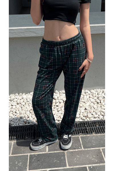 Gofeel Unisex Πράσινο καρό τετράγωνο λεπτομερές φούτερ