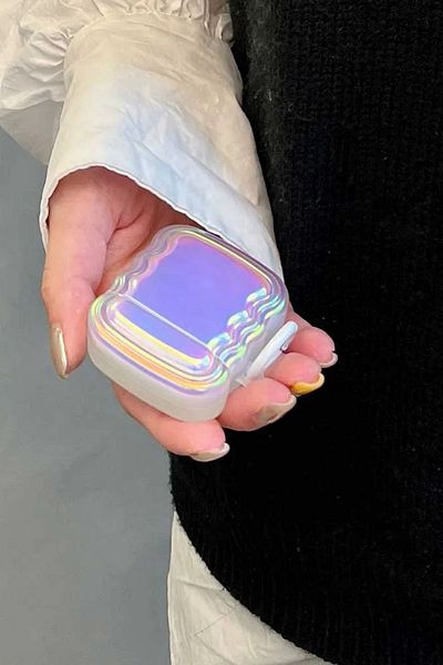 KVK PRİVACY حافظة سماعة رأس منحنية ثلاثية الأبعاد متوافقة مع Airpods الجيل الأول والثاني