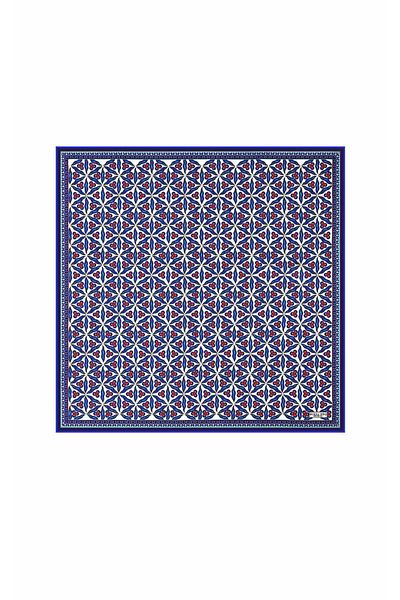 Bursa İpek Silk Handkerchief - Saks Navy Blue, Çintemani Patterned