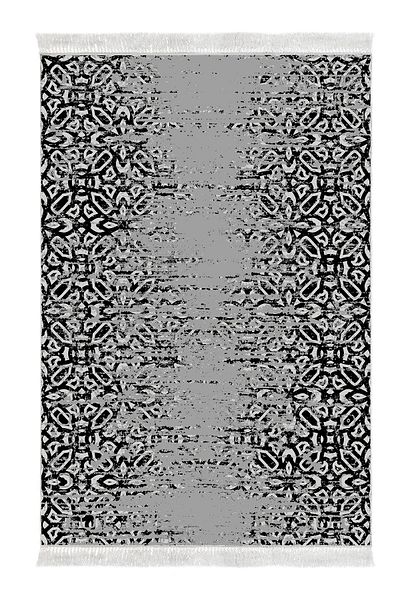 Dekoreko Digital 2-Piece Bath Mat Set Trend Felt Non-Slip Base Fringed Scandinavian Terceiro Gray