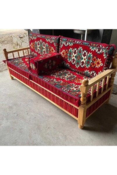 puhu aksesuar Apaçi Desen Ahşap Tornalı Sedir