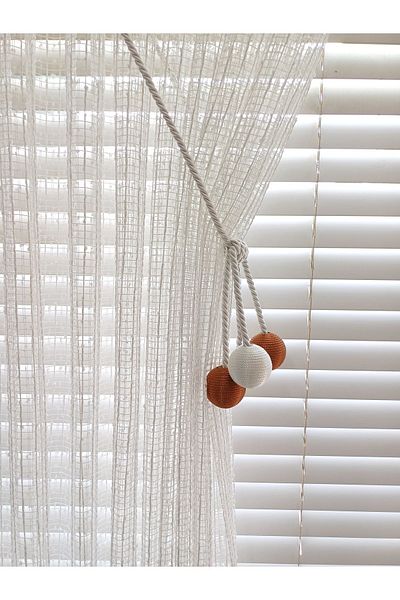 venedik home Ecru Copper 4 Ball Modern Wrapped Tulle and Background Curtain Ceiling Mounting Bracket - Brachol