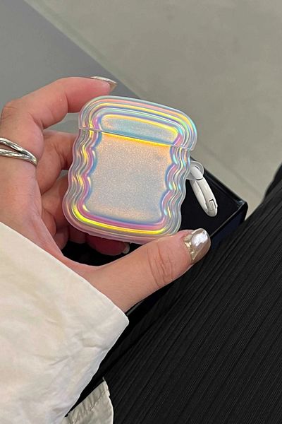 KVK PRİVACY حافظة سماعة رأس منحنية ثلاثية الأبعاد متوافقة مع Airpods الجيل الأول والثاني