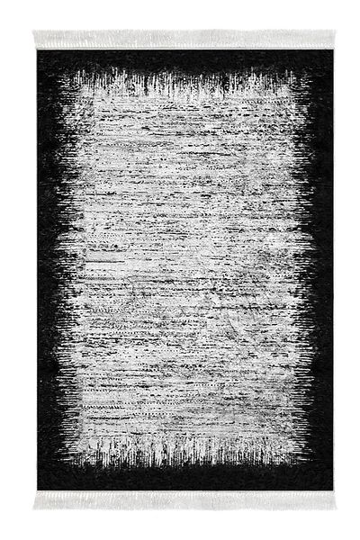 Dekoreko Digital 2-Piece Bath Mat Set Star Leather Non-Slip Base Fringed Modern Evelina Black