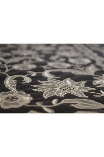 HUZUR ÇEYİZ Kilis Handcrafted Complete Tulle Embroidered 5 Piece Living Room Set
