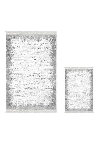 Dekoreko Digital 3-Piece Bathroom Set Star Cotton Non-Slip Base Mixed Round Modern Evelina Gray