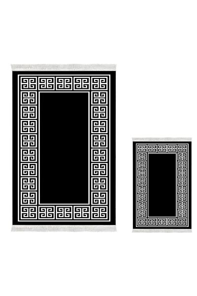 Dekoreko Digital 3-Piece Bathroom Set Trend Felt Non-Slip Base Mixed Round Modern Penelope Black